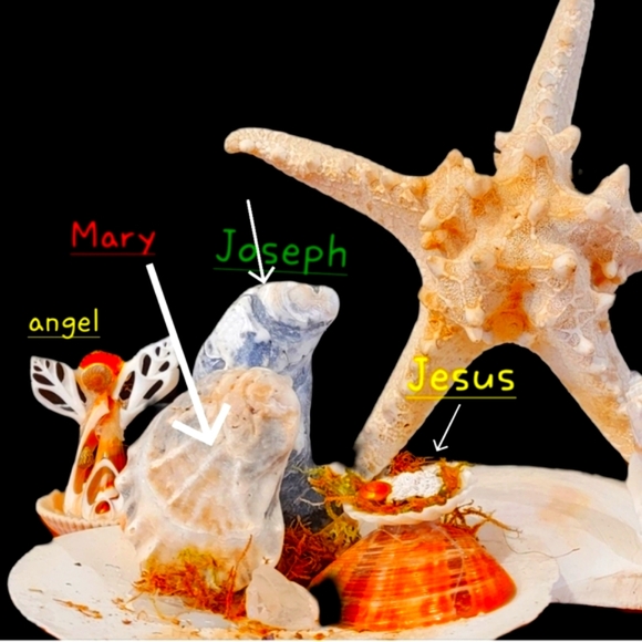 Handmade OysterShell Nativity Scene - Picture 2 of 6